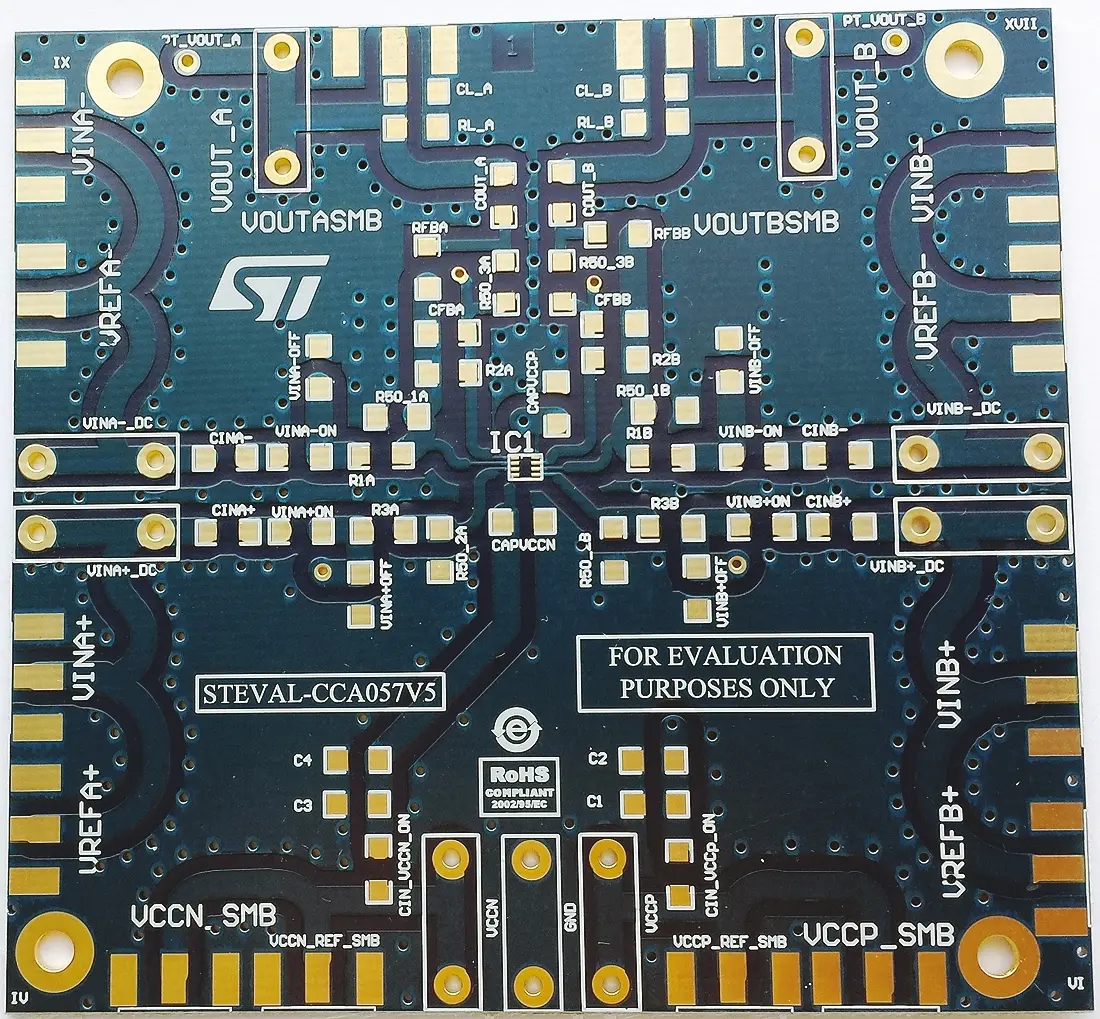 Produktfoto 1 von STMicroelectronics Entwicklungskit analog, Operationsverstärker, STEVAL-CCA057V5 Evaluierungsplatine