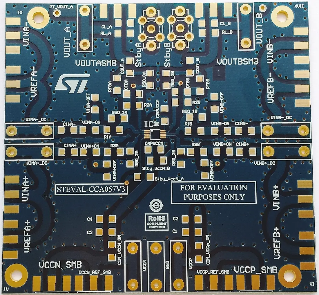 Produktfoto 1 von STMicroelectronics Entwicklungskit analog, Operationsverstärker, STEVAL-CCA057V3 Evaluierungsplatine