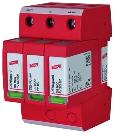 Produktfoto 1 von Dehn DG Überspannungsschutz Modul Arrester Typ 2 25 kA 1000V, DIN-Hutschiene, -40 °C→80 °C