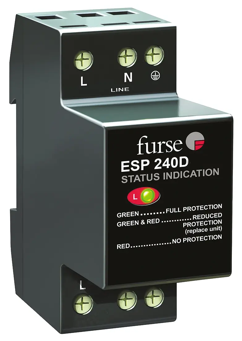 Produktfoto 1 von WJ Furse D Überspannungsableiter Leitungsschutz 0.032 kA 280V, DIN-Hutschiene, -40 °C→80 °C