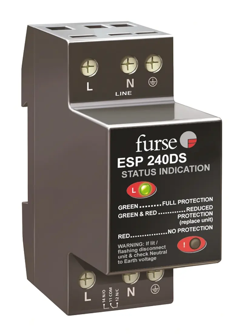 Produktfoto 1 von WJ Furse DS Überspannungsableiter Leitungsschutz 0.032 kA 280V, DIN-Hutschiene, -40 °C→80 °C