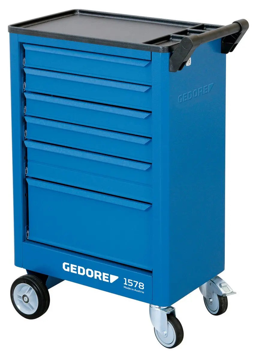 Gedore ABS Rollenschrank, Typ Werkzeugwagen 6 Schubladen mit Rädern, 930 mm x 605 mm x 375 mm