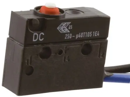 Produktfoto 1 von ZF Mikroschalter Taste-Betätiger Kabel, 1-poliger Wechsler, 250 V ac, 6A IP67 200cN -40 °C - 120 °C
