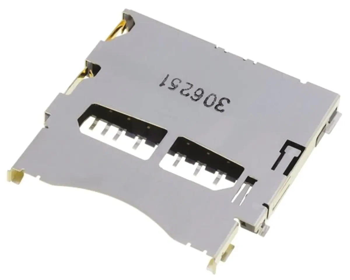 Produktfoto 1 von Molex 503500 SD, gewinkelt Steckverbinder für Speicherkarten Buchse, 9-polig / 1-reihig Einsteck-Anschluss, Raster 2.5