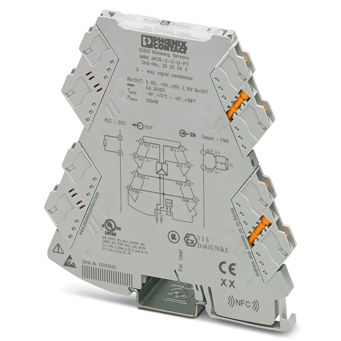 Produktfoto 1 von Phoenix Contact Serie MINI MCR Signalwandler 9.6/30 V dc, Spannung 0/10 V dc EIN / Spannung 0/11 V AUS DIN-Hutschiene,