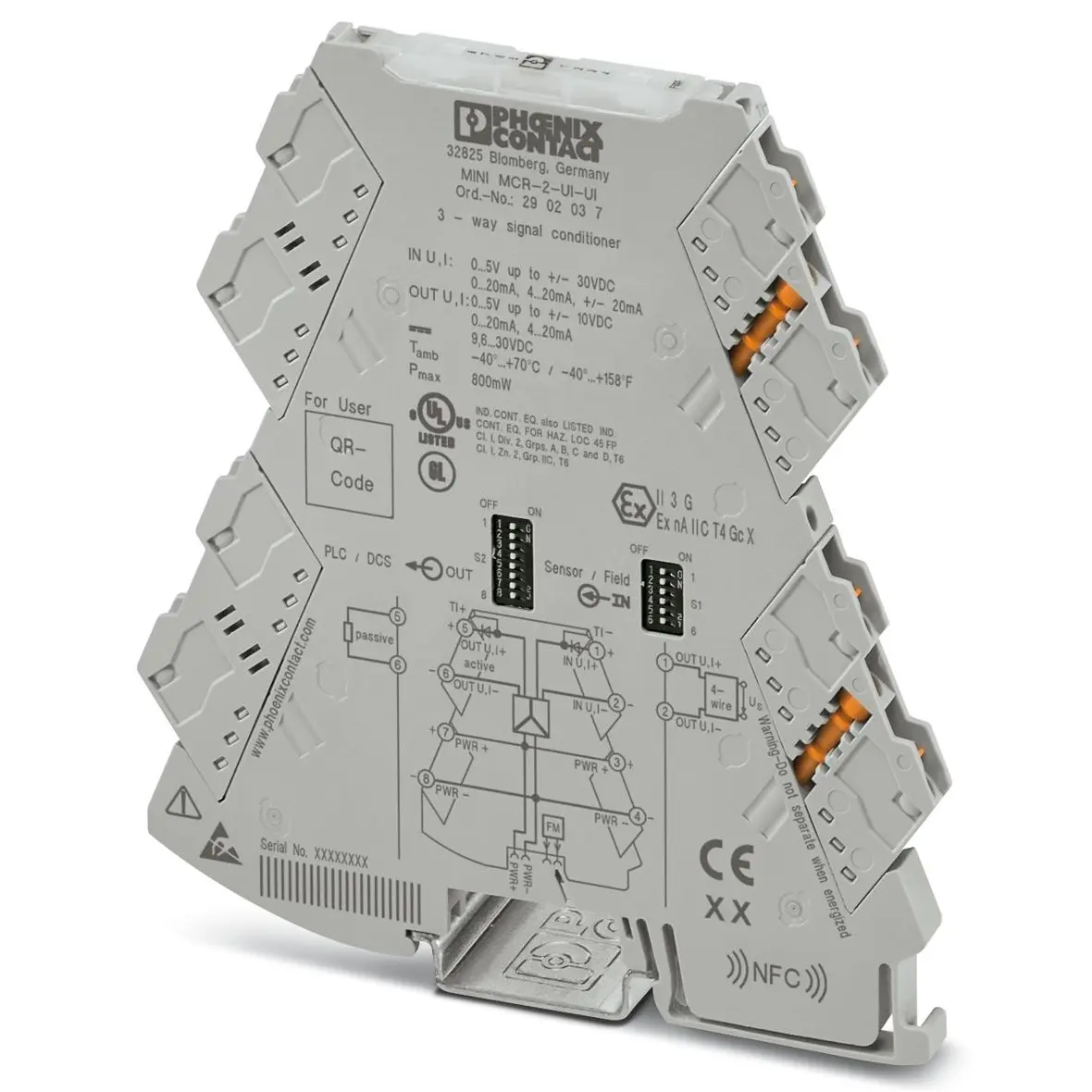 Produktfoto 1 von Phoenix Contact Serie MINI MCR Signalwandler 9.6/30 V dc, Strom/Spannung 0 to 100 °C EIN / Strom/Spannung 0 to 22 mA, 0