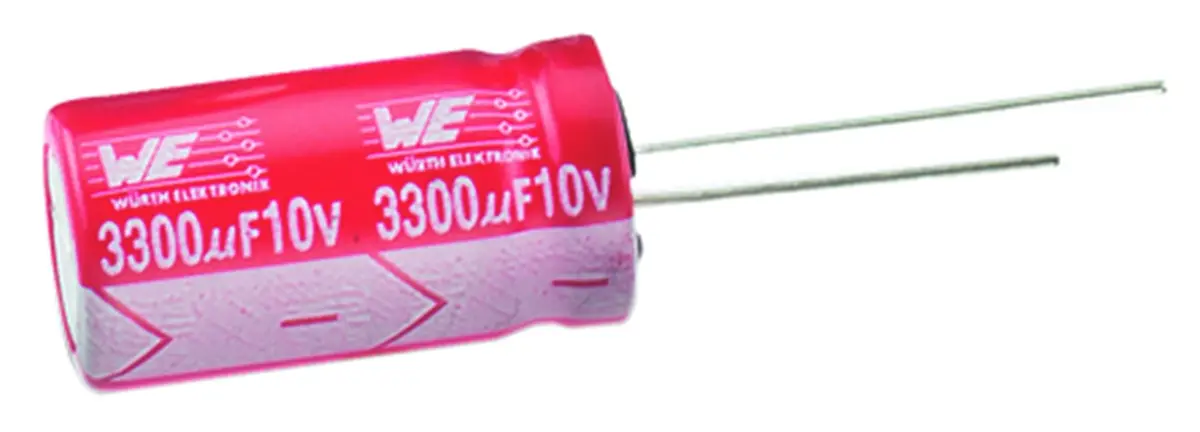 Produktfoto 1 von Wurth Elektronik WCAP-ATLI, THT Aluminium-Elektrolyt Kondensator 2700μF ±20% / 35V dc, Ø 18mm x 31.5mm, bis 105°C