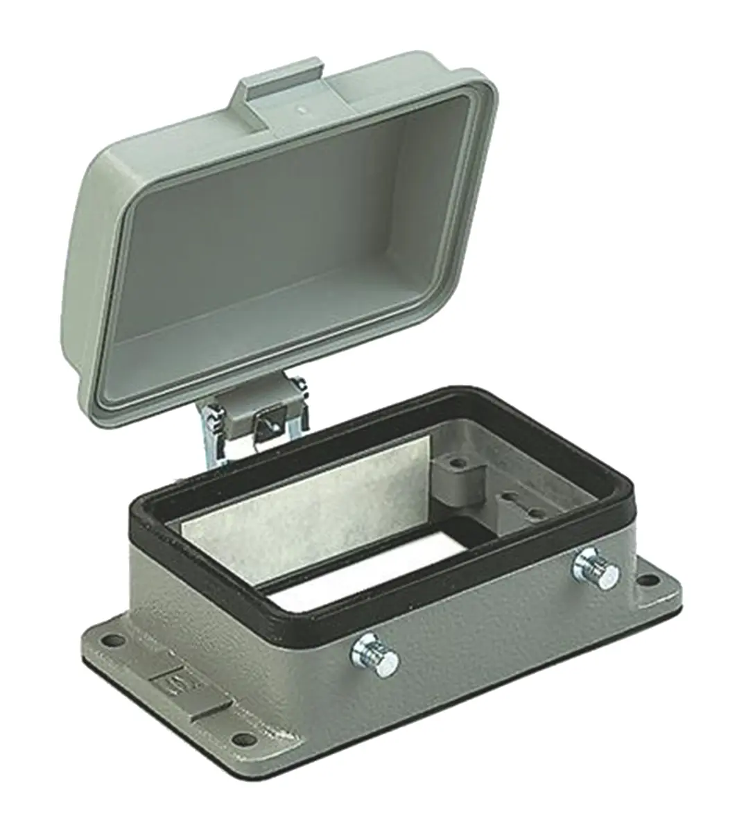 Produktfoto 1 von HARTING 92000 Gehäuse für robusten Stromversorgungsstecker Doppelter Hebel 2, Schott 32A Untere Abdeckung, IP65