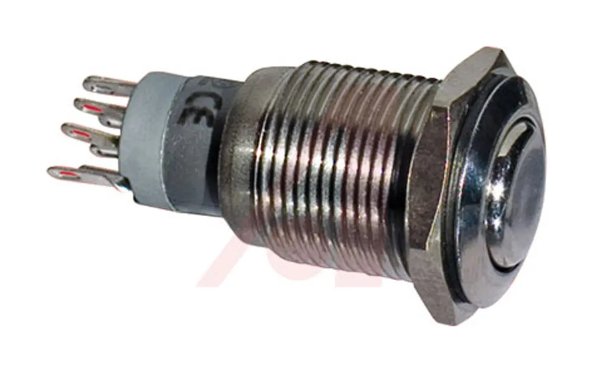 Produktfoto 1 von Bulgin MP0045 Druckschalter Tastend Panel Ø 16.2 mm, 2-poliger Umschalter / 3 A 250 V ac, IP66, IP68