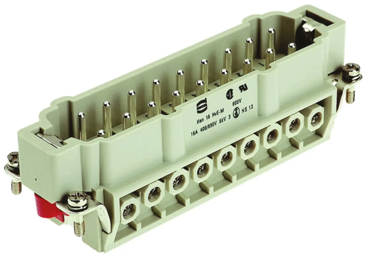 Produktfoto 1 von HARTING Han Hv E Industrie-Steckverbinder Kontakteinsatz, 16-polig 16A Stecker, Schrauben