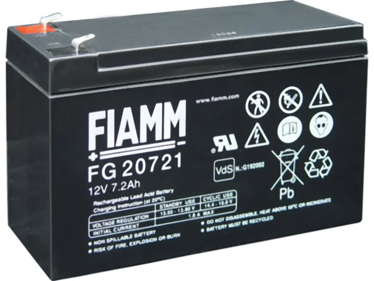 Produktfoto 1 von Fiamm Abgedichteter Bleiakku, 6V / 7.2Ah, Faston F1-Anschluss, 151 x 34 x 100mm