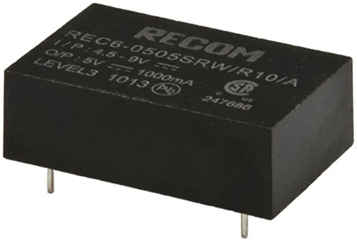 Recom REC6 DC/DC-Wandler 6W 48 V dc IN, 5V dc OUT / 1A Durchsteckmontage 10kV dc isoliert