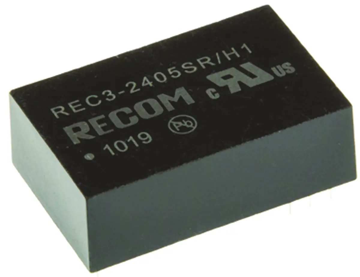 Recom REC3 DC/DC-Wandler 3W 24 V dc IN, 5V dc OUT / 600mA Durchsteckmontage 1kV dc isoliert