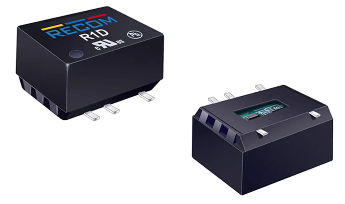 Produktfoto 1 von Recom DC/DC Konverter, 5V OUT 100 mA Oberfläche 5V 3 kV 1 W -40 °C 100 °C