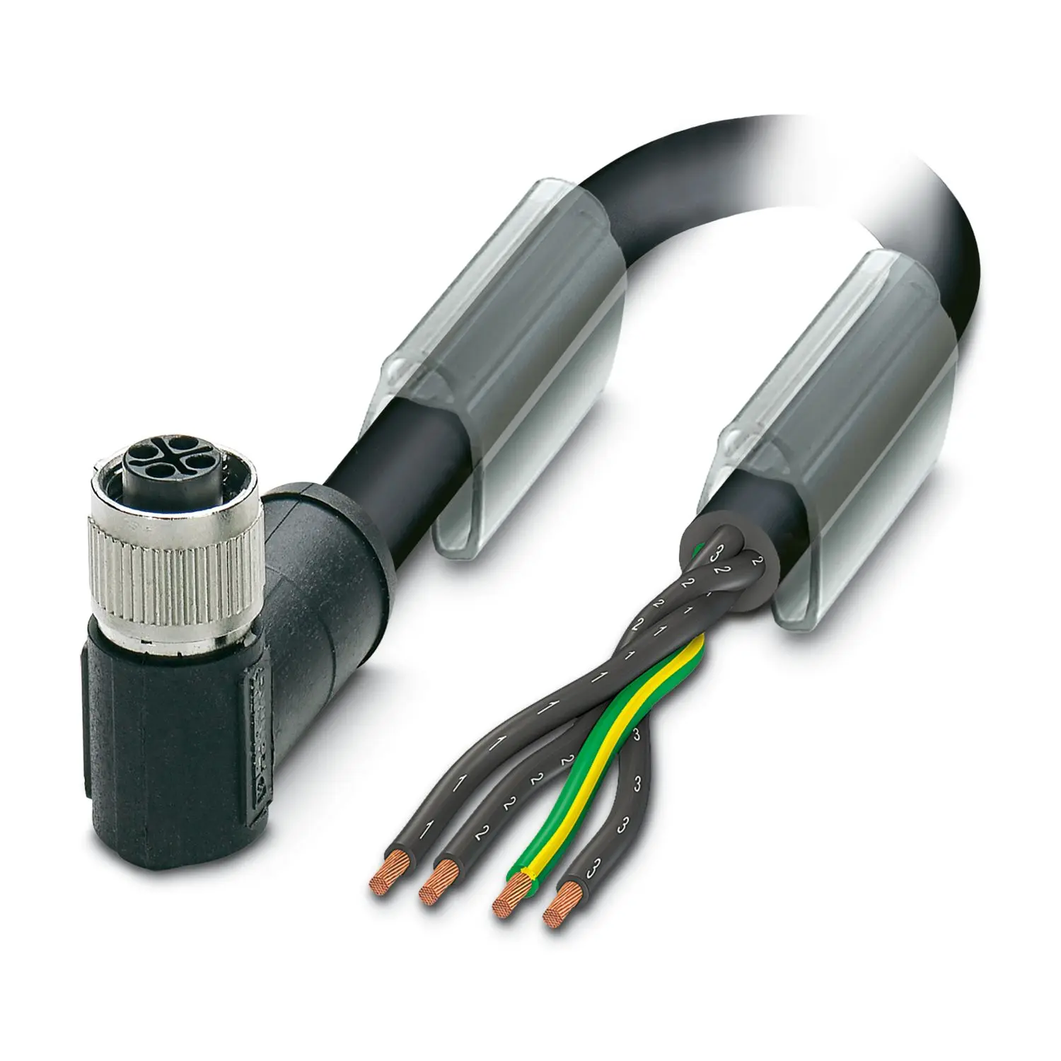 Produktfoto 1 von Phoenix Contact SAC-4P- 5.0-PUR/FRS PE SCO, 4-polig Sensor-Betätigungselementkabel, Rechtwinklig Buchse 4 / Nicht