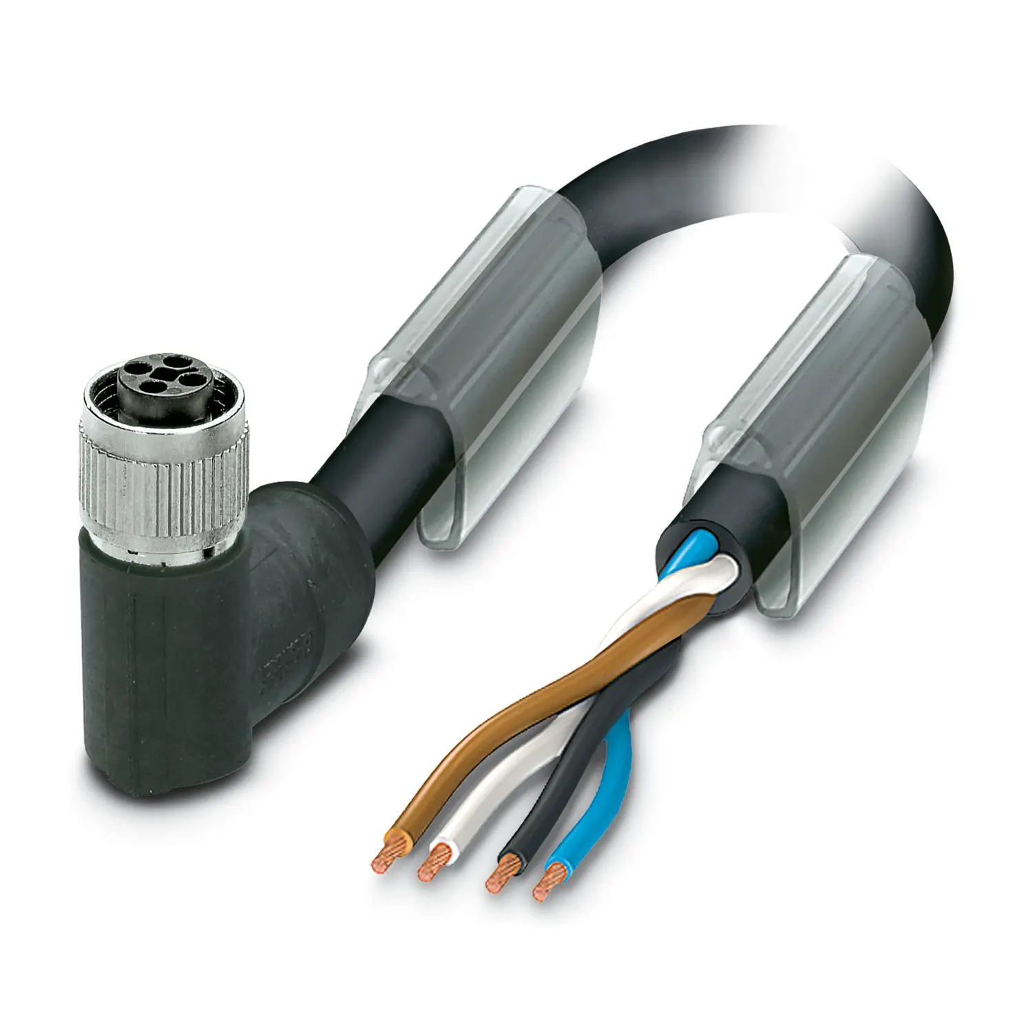 Phoenix Contact SAC-4P- 5.0-PUR/FRT SCO, 4-polig Sensor-Betätigungselementkabel, Rechtwinklig 4 / Nicht abgeschlossen