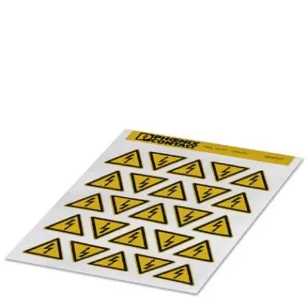 Produktfoto 1 von Phoenix Contact, Klebend Schwarz Vorbedrucktes Etikett: Blitzsymbol, 25mm x 25 mm, 25 pro Paket Stück
