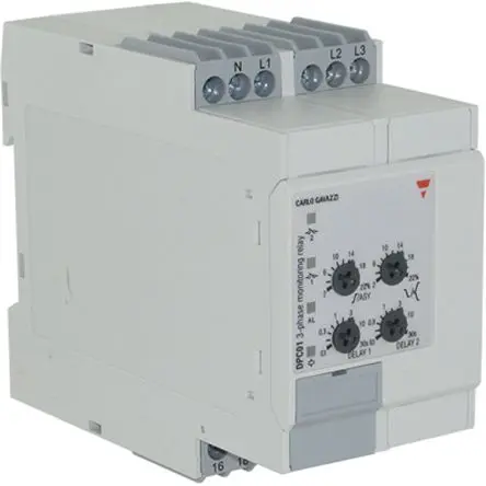 Produktfoto 1 von Carlo Gavazzi DPC01 Überwachungsrelais 3-phasig, 1-poliger Umschalter DIN-Hutschiene