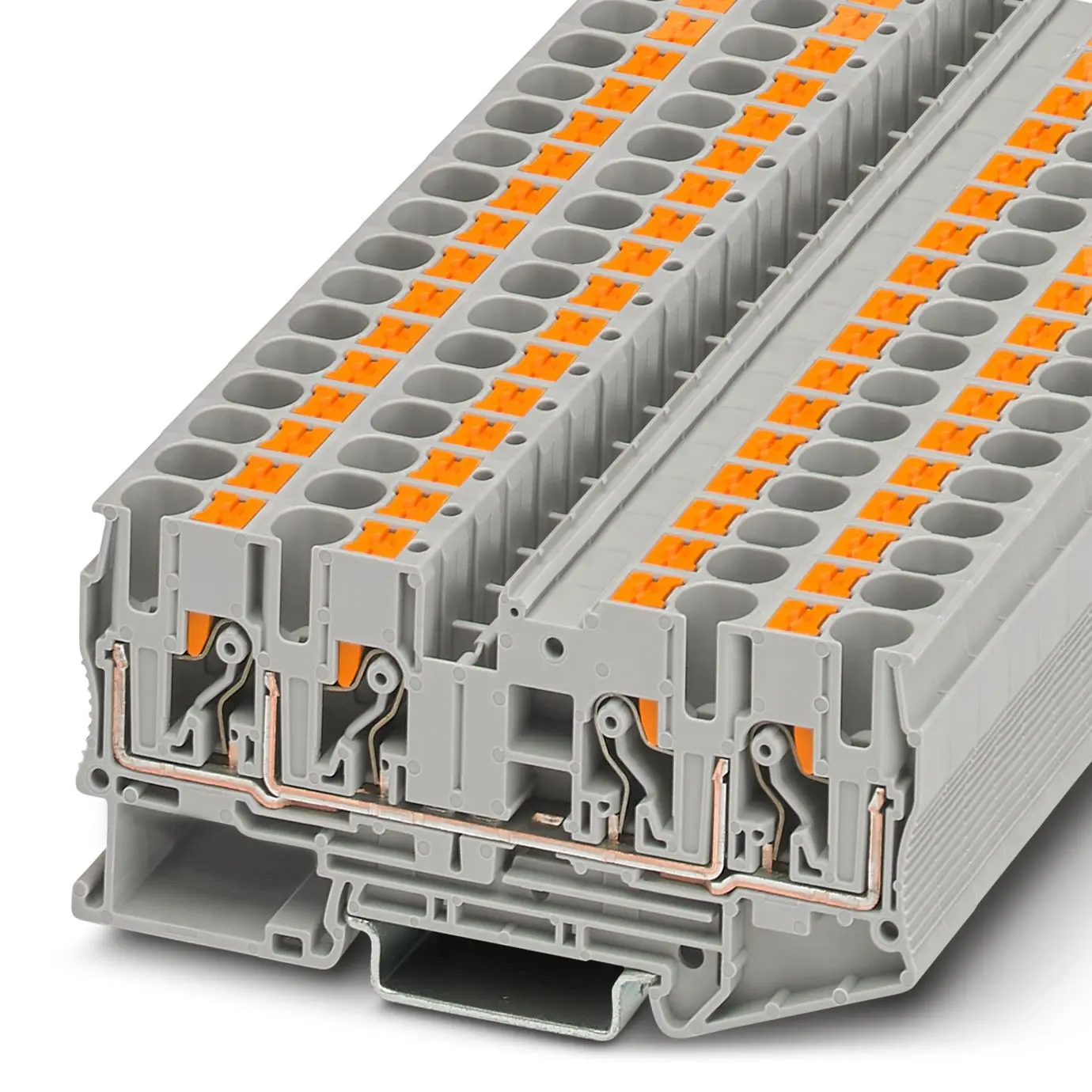 Produktfoto 1 von Phoenix Contact PT 6-QUATTRO Anschlussklemmenblock für Durchkontaktierung 1 Grau, 0.5 to 10 mm², 1 kV Einsteck-Anschluss