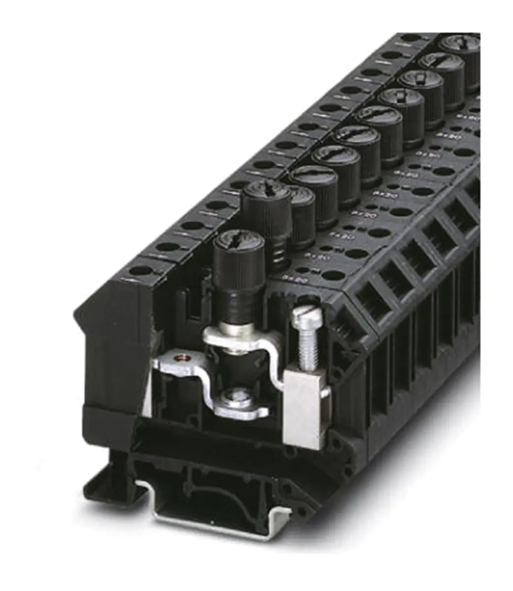Produktfoto 1 von Phoenix Contact UK 10-DREHSI-EX (5X20) Reihenklemme mit Sicherungshalter Einfach Schwarz, 0.5 → 16mm², 500 V /