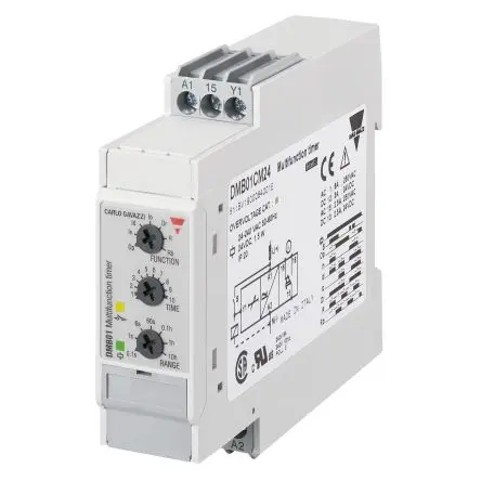 Produktfoto 1 von Carlo Gavazzi DMB01 Zeitrelais, DIN-Hutschiene 24 V dc 24V ac, 240 V ac, 0.1 s to 100 h, 2 Kont. 7, SPDT DPDT