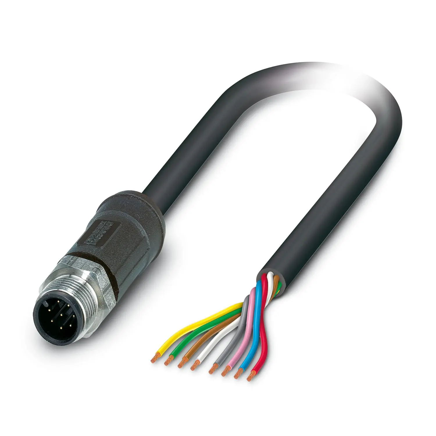 Produktfoto 1 von Phoenix Contact SAC-8P, 8-polig Sensor-Betätigungselementkabel, M12 Stecker 8 / Nicht abgeschlossen, Länge 10 m