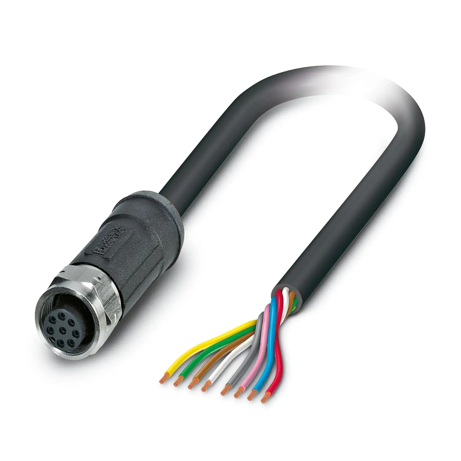 Produktfoto 1 von Phoenix Contact SAC-8P-2, 8-polig Sensor-Betätigungselementkabel, M12 Buchse 8 / Nicht abgeschlossen, Länge 2 m