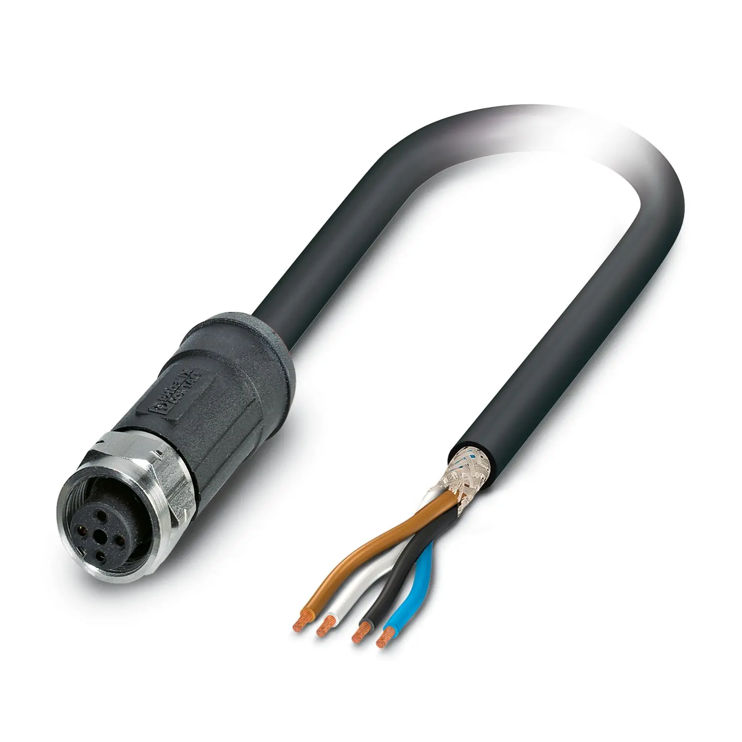 Produktfoto 1 von Phoenix Contact SAC-4P, 4-polig Sensor-Betätigungselementkabel, M12 Buchse 4 / Nicht abgeschlossen, Länge 2 m