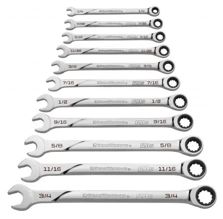 Produktfoto 1 von GearWrench Schraubenschlüsselsatz Ratschenschlüsselsatz Stahl, 11-teilig 1/4 to 3/4 in