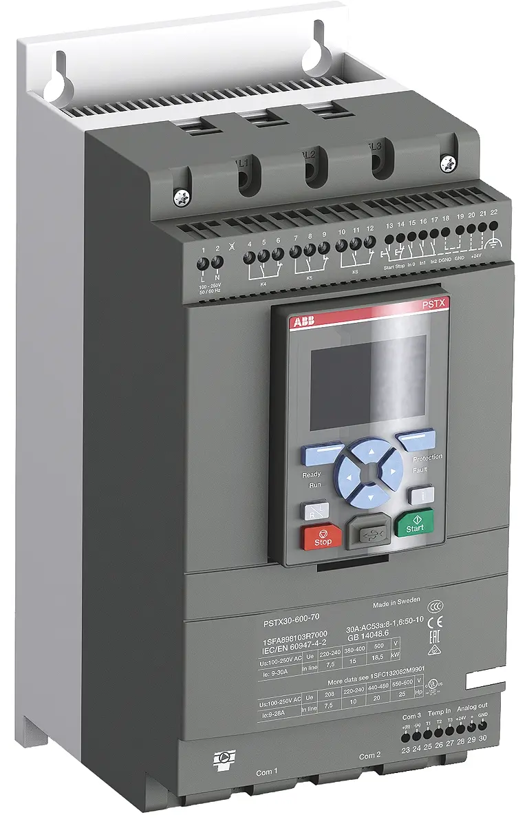 Produktfoto 1 von ABB PSTX Sanftstarter 3-phasig 18,5 kW (In-Line), 37 kW (interne Dreiecksschaltung), 208 → 600 V ac / 37 A