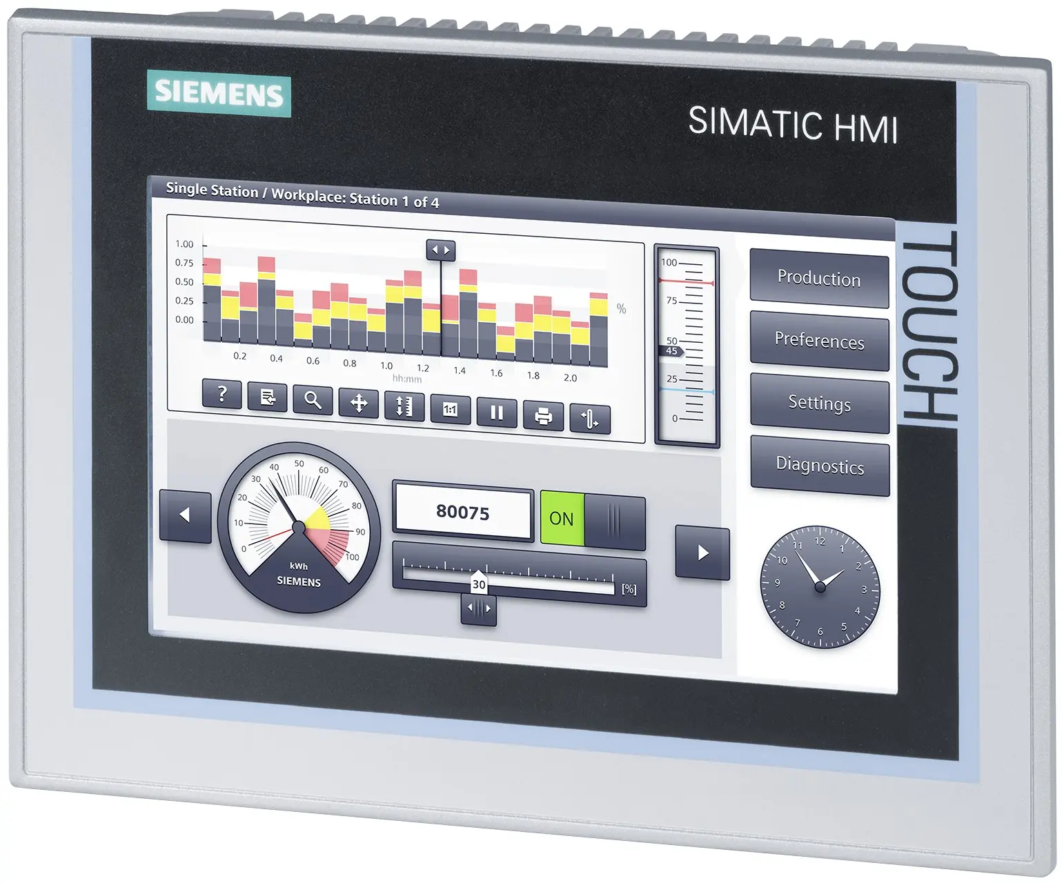 Produktfoto 1 von Siemens, SIMATIC, TP700 Comfort, HMI-Bediengerät, TFT, 800 x 480 pixel, 7 in