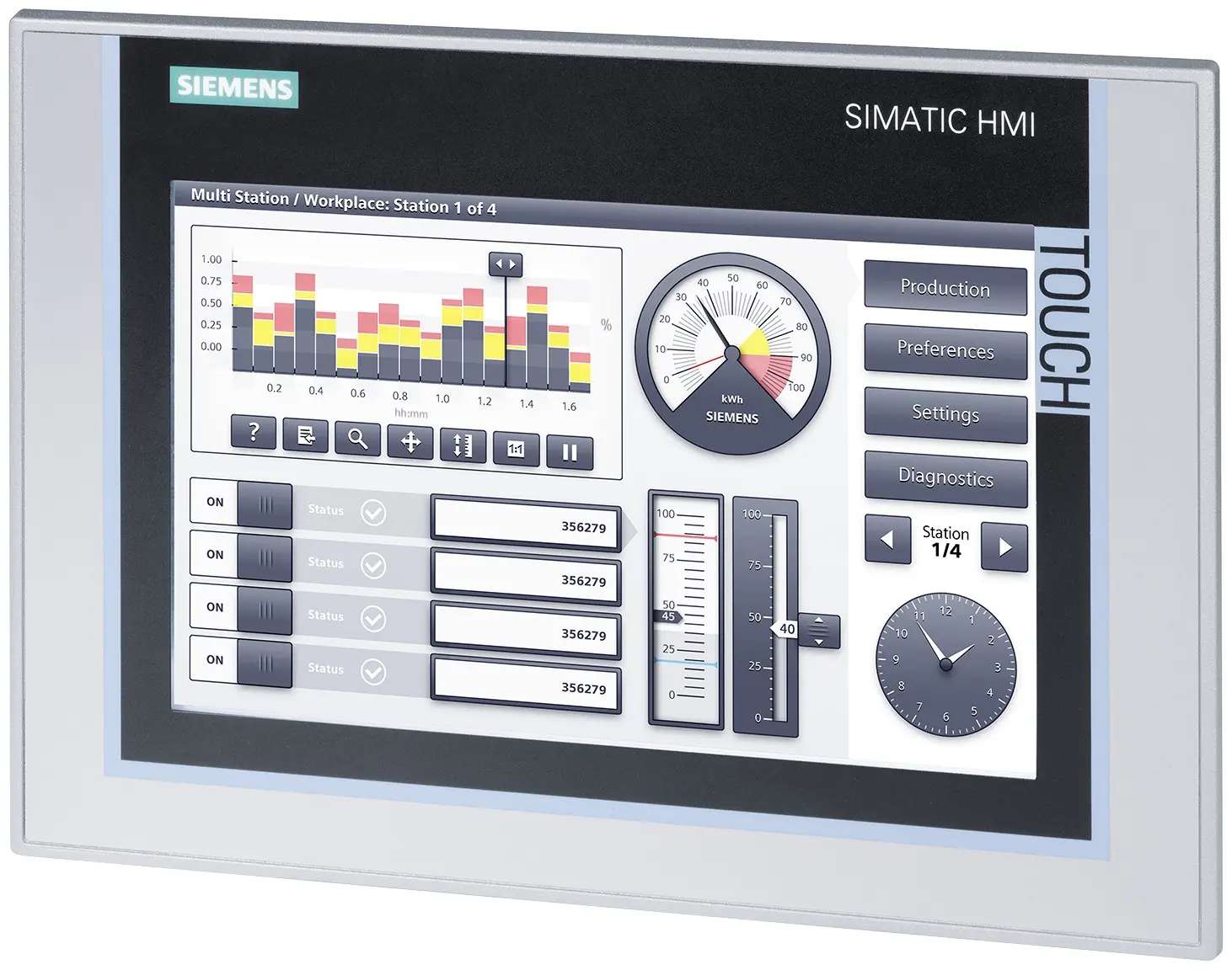 Produktfoto 1 von Siemens, SIMATIC, TP900 Comfort, HMI-Bediengerät, TFT, 800 x 480 pixel, 9 in