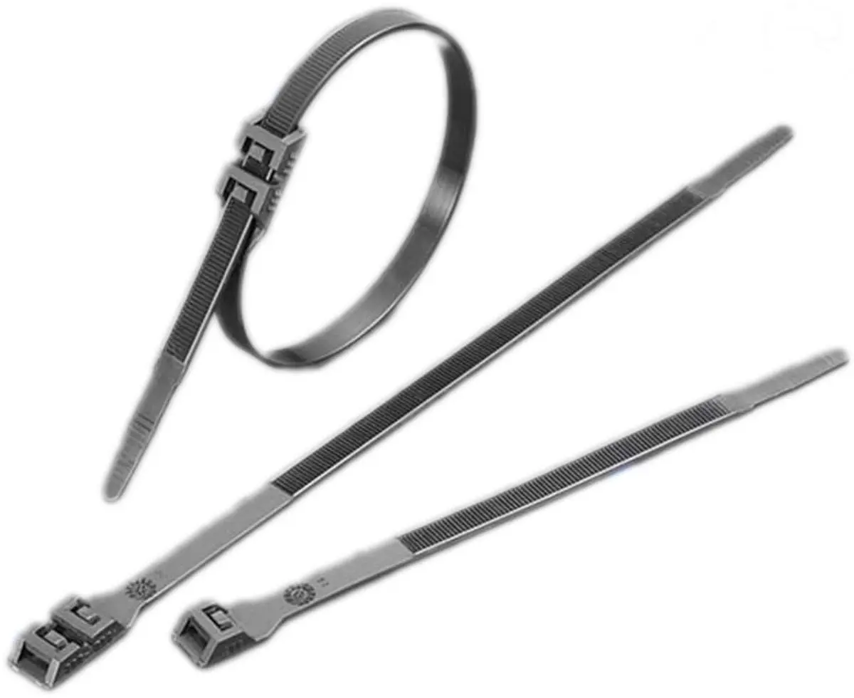 Produktfoto 1 von RS PRO DK Nylon 6.6 Kabelbinder Doppelverriegelung Schwarz 9 mm x 610 mm