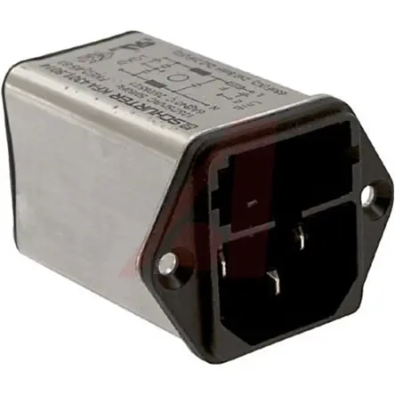 Produktfoto 1 von Schurter 6A C14 IEC-Steckverbinder Stecker mit 1-Pol Schalter 5 x 20 mm Sicherung, 250V ac, Schraubanschlussklemme