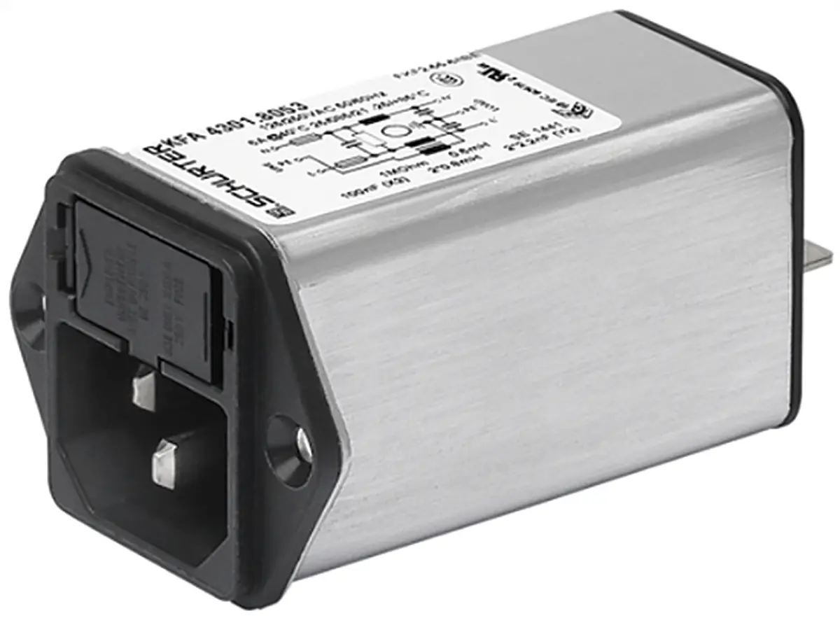 Produktfoto 1 von Schurter 2A C14 IEC-Steckverbinder Stecker mit 2-Pol Schalter 5 x 20 mm Sicherung, 250V ac, Schraubanschlussklemme