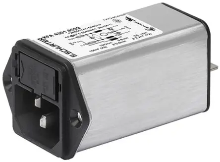 Produktfoto 1 von Schurter 2A C14 IEC-Steckverbinder Stecker mit 2-Pol Schalter 5 x 20 mm Sicherung, 250V ac, Schraubanschlussklemme