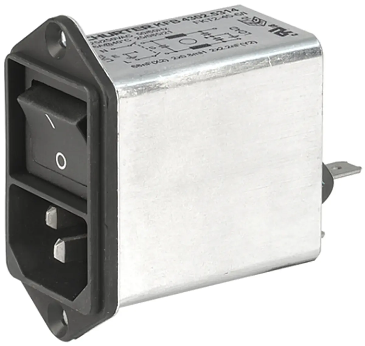 Produktfoto 1 von Schurter 4A C14 IEC-Steckverbinder Stecker mit 2-Pol Schalter, 250V ac, Schraubanschlussklemme Schnellverbindung