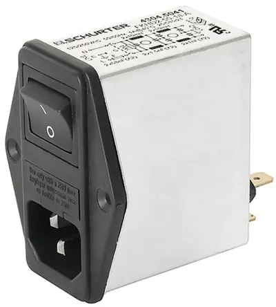 Produktfoto 1 von Schurter 4A C14 IEC-Steckverbinder Stecker mit 2-Pol Schalter 5 x 20 mm Sicherung, 250V ac, Schraubanschlussklemme
