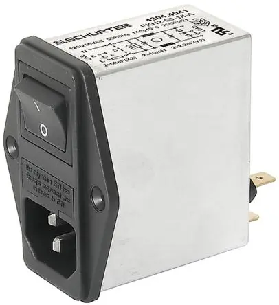 Produktfoto 1 von Schurter 10A C14 IEC-Steckverbinder Stecker mit 2-Pol Schalter 5 x 20 mm Sicherung, 250V ac, Schraubanschlussklemme
