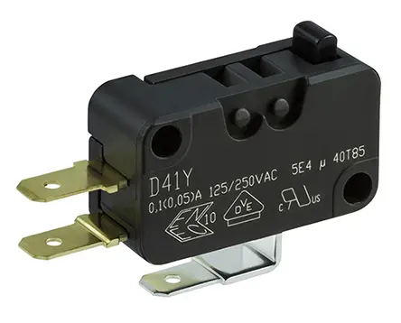 ZF Mikroschalter Knopf-Betätiger Schnellverbindung, 10 A @ 125/250 V ac, 6 A @ 30 V dc, 1-poliger Wechsler IP 50 -40°C