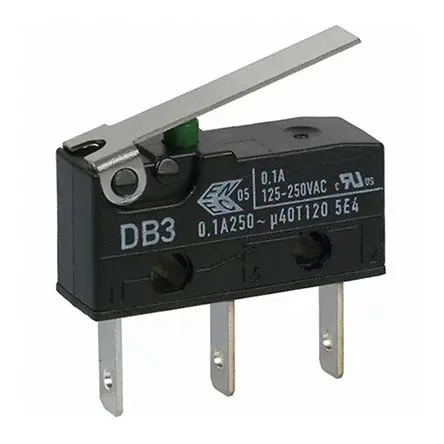 Produktfoto 1 von ZF Mikroschalter Gerader Hebel-Betätiger Schnellverbindung, 1-poliger Wechsler, 250 V ac, 100mA IP50 60g -40 °C - 120 °C