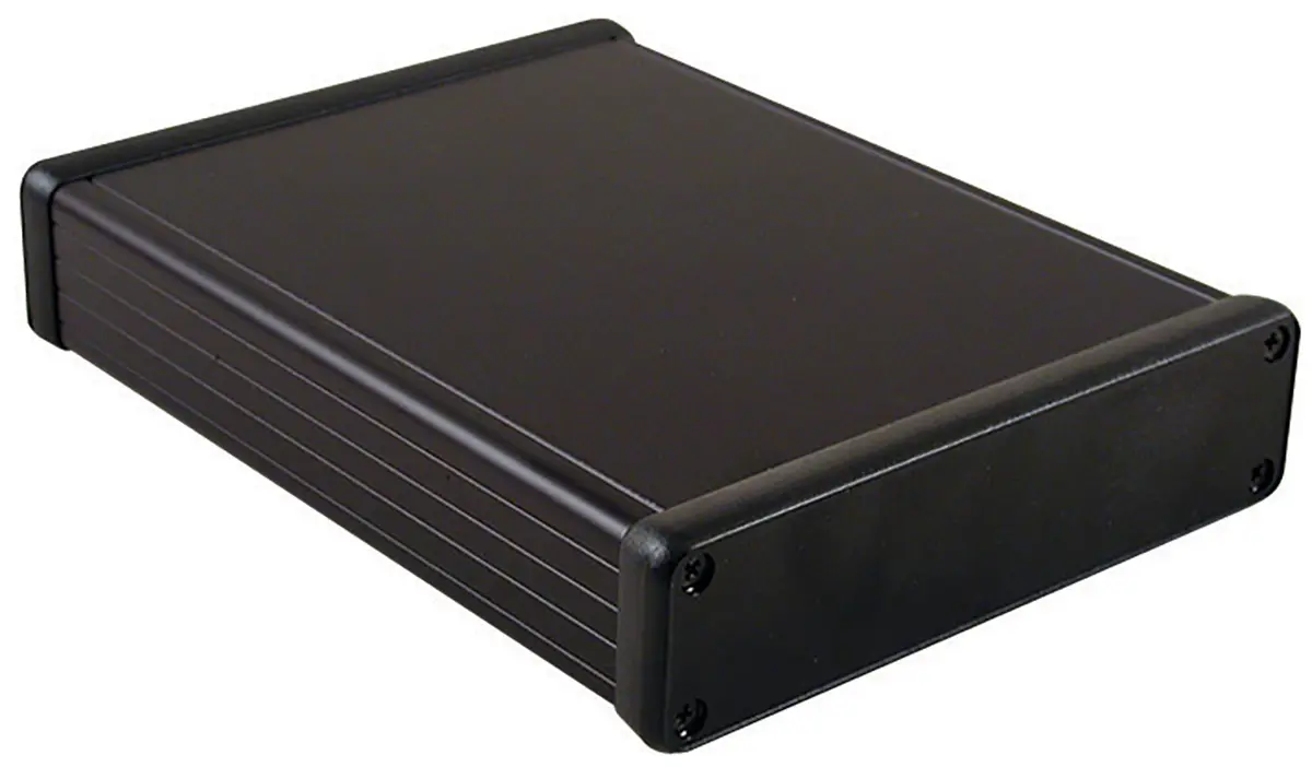 Produktfoto 1 von Hammond; Gehäuse; Aluminium; Schwarz IP54 Breite 165 mm Höhe 30.5 mm Länge 220 mm