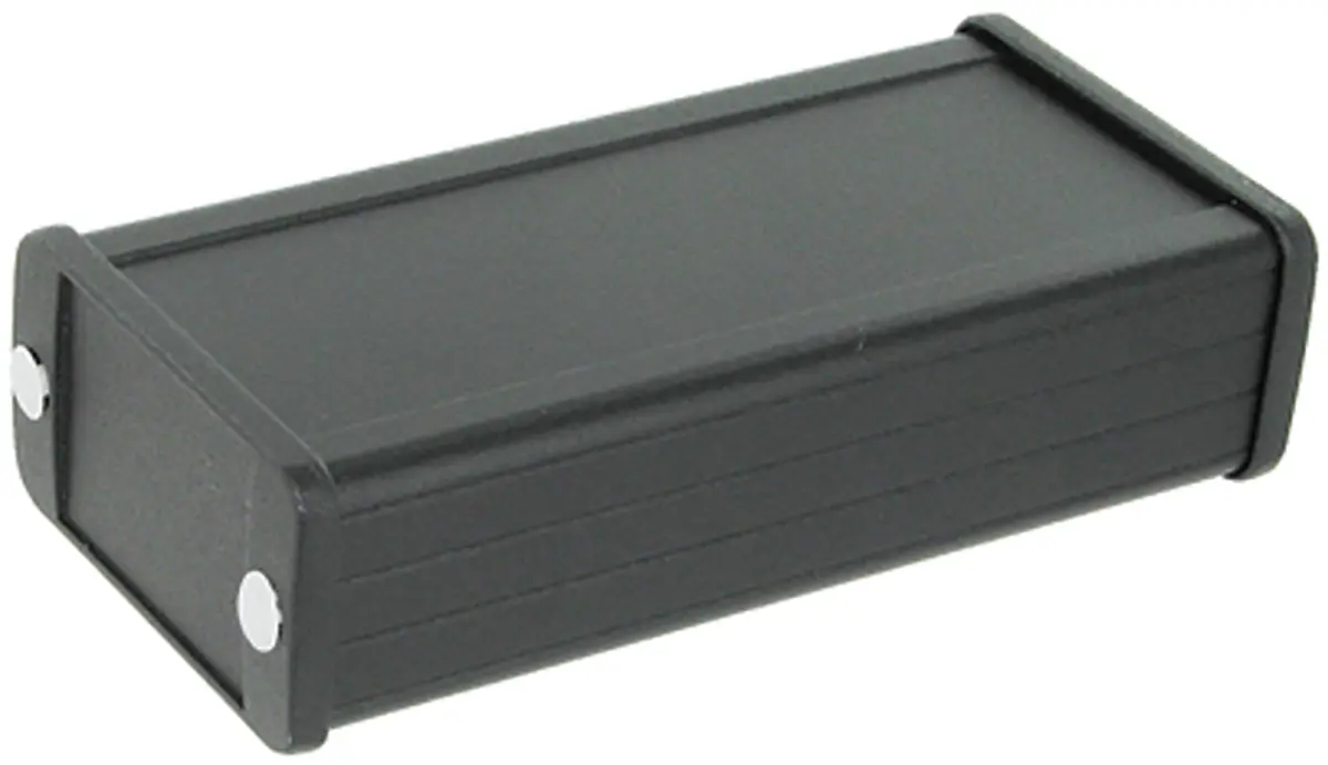Produktfoto 1 von Hammond 1457; Gehäuse; Aluminium; Schwarz IP65 Breite 59 mm Höhe 30.9 mm Länge 120 mm