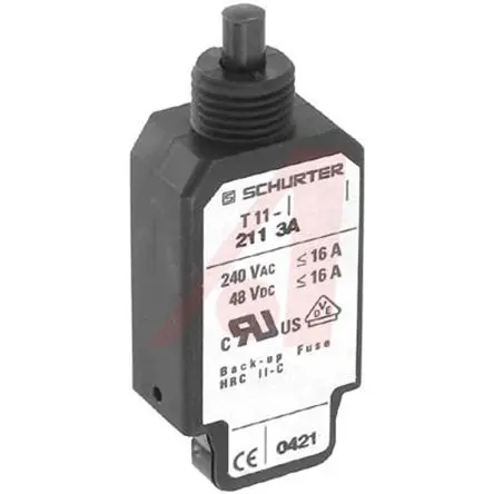 Produktfoto 1 von Schurter T11-211 Thermischer Schutzschalter, 1-polig, T11 Panel, 3A, / 6.5 A, Warm
