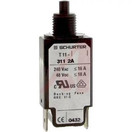 Produktfoto 1 von Schurter T11-211 Thermischer Schutzschalter, 1-polig, T11 Panel, 2A, / 6.5 A, Thermomagnetisch