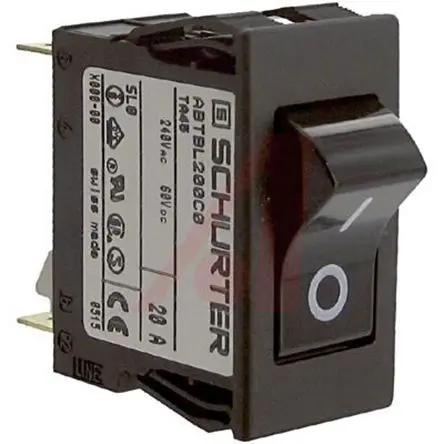 Produktfoto 1 von Schurter ABT Thermischer Schutzschalter, 2-polig, TA35 Panel, 20A, Warm