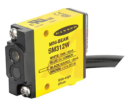 Produktfoto 1 von Banner Kubisch Optischer Sensor, Diffus, Bereich 130 mm, NPN/PNP Ausgang, Anschlusskabel