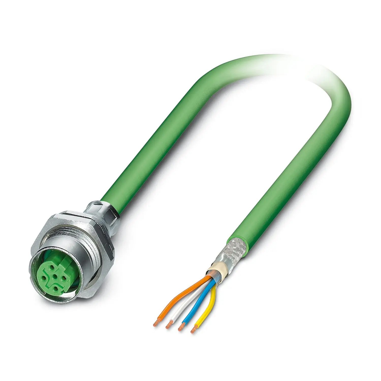 Produktfoto 1 von Phoenix Contact SACCBP Cat.5 Ethernet-Kabel, 500 mm, Grün Abgeschirmt, Aussen ø 6.5 mm Außen-ø , Polyurethan