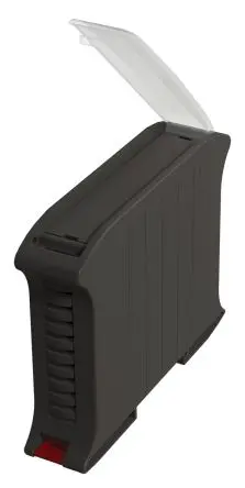 Produktfoto 1 von Italtronic DIN-Schienengehäuse, Geh.Mat. ABS, Polycarbonat 79 mm, Hutprofil 101 mm, Schwarz 22.5mm, Serie RAILBOX
