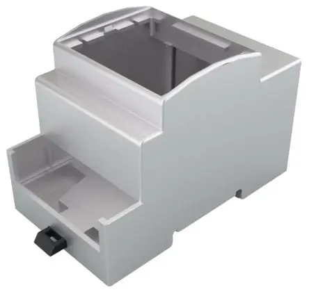 Produktfoto 1 von Italtronic DIN-Schienengehäuse, Geh.Mat. Polycarbonat, ABS 53 mm, DE 90 mm, Grau RAL 7035, DIN-Hutschiene, Serie